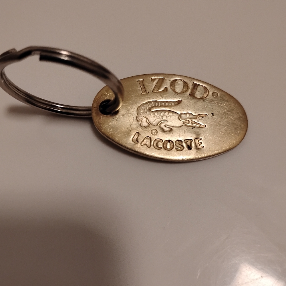 Vintage Izod Lacoste Alligator Solid Brass hardware Tag Or Keychain 1.5"